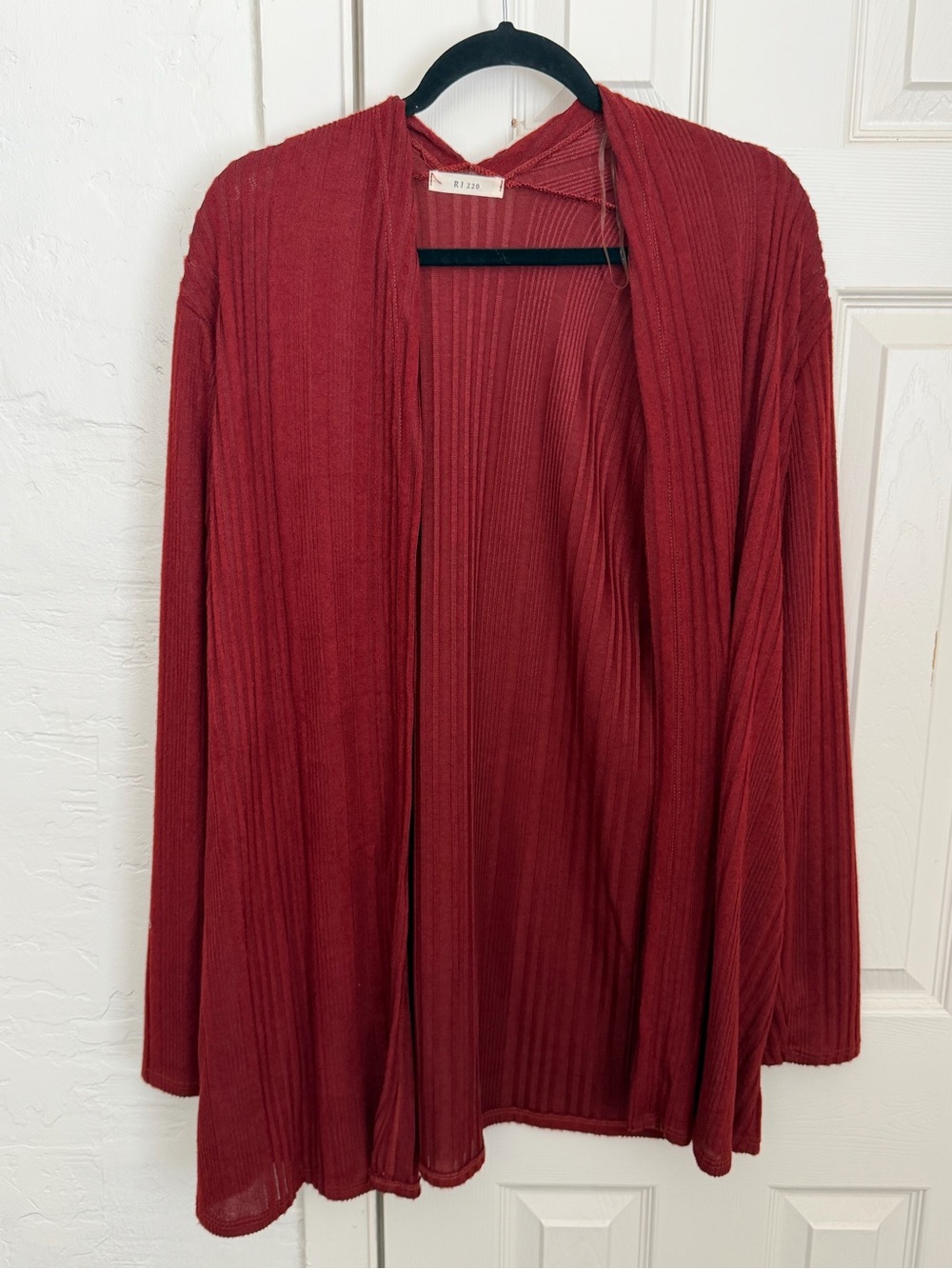 RJ 220 Brick Red Open-Front Ribbed Cardigan - 2X